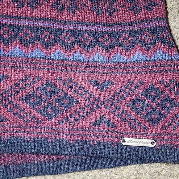 vntge Eddie Bauer men knitted fair isle 1/2 zip navy maroon sweater sz XL y2k - Picture 16 of 16